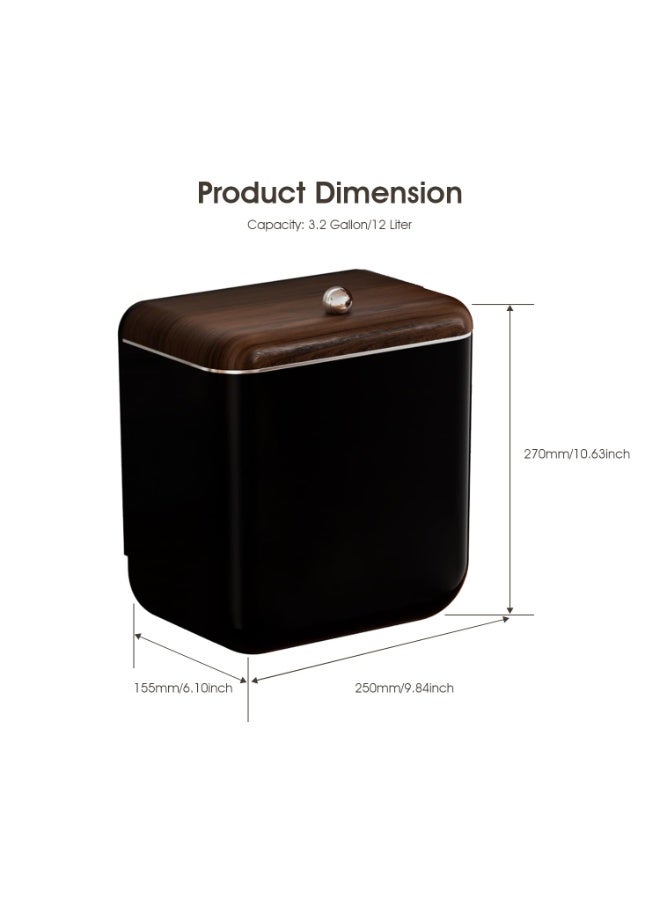 Bukela Large 3.2 Gallon Compost Bin, Under Sink Trash Can with Lid, Hanging Waste Cabinet for Office Kitchen Cupboard Bathroom Bedroom, Black - Image 2